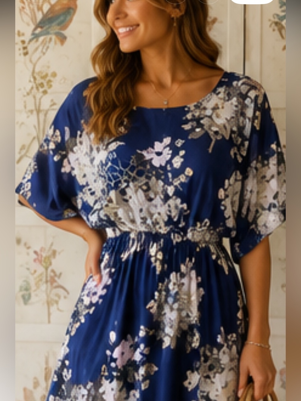 Express Blue and White Floral Dress